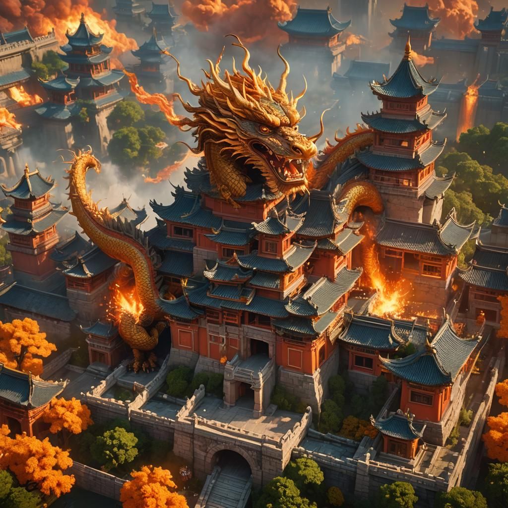 Mythical Chinese Dragon Castle in 3D