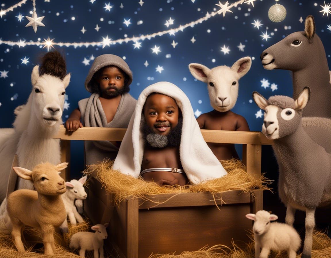 Provocative Nativity Scene with Strippers and Baby Jesus
