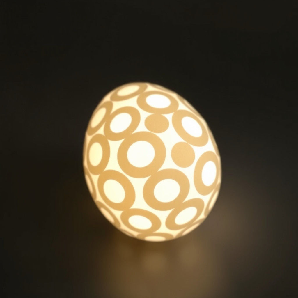 Stenciled Circle Light Pattern on White Egg