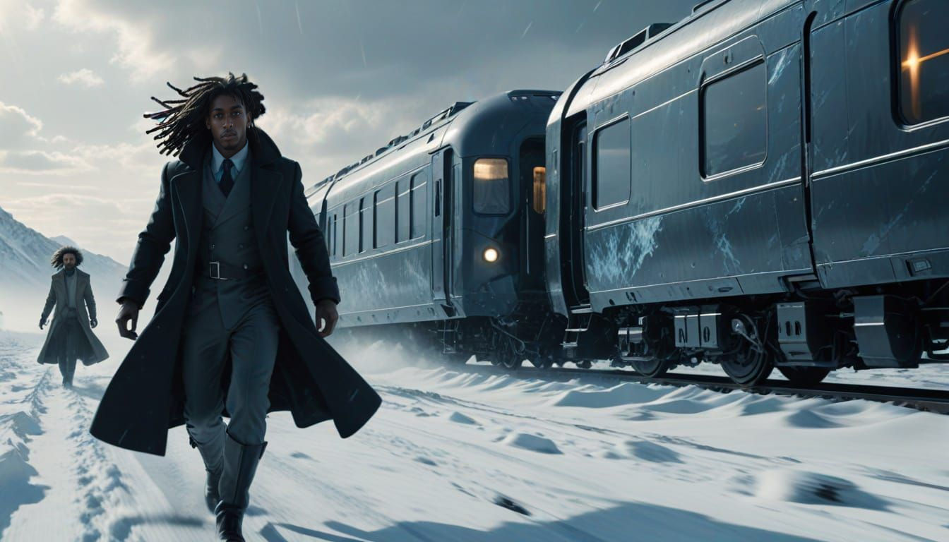 Detective Chasing Suspect on Snowpiercer Train