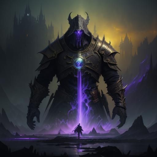 Dark Fantasy Masterpiece in Purple and Yellow