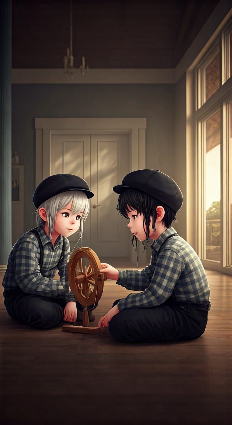 Hasidic Children Playing, 3D Anime Art