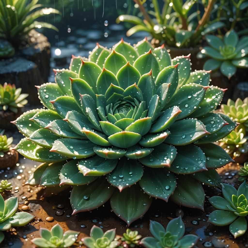 Dew-Kissed Succulent: Studio Ghibli Anime Key Visual