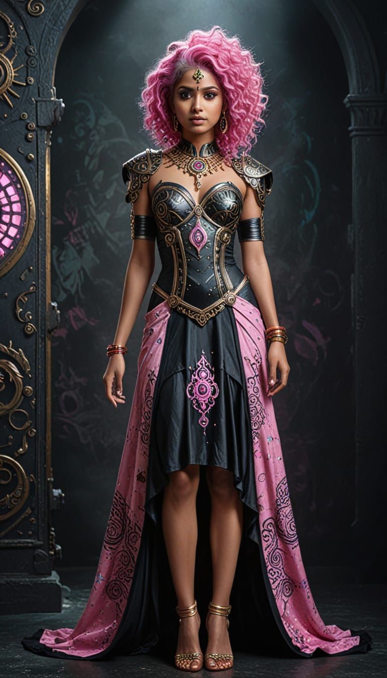 Enchanting Indian Goddess in Dark Fantasy Attire