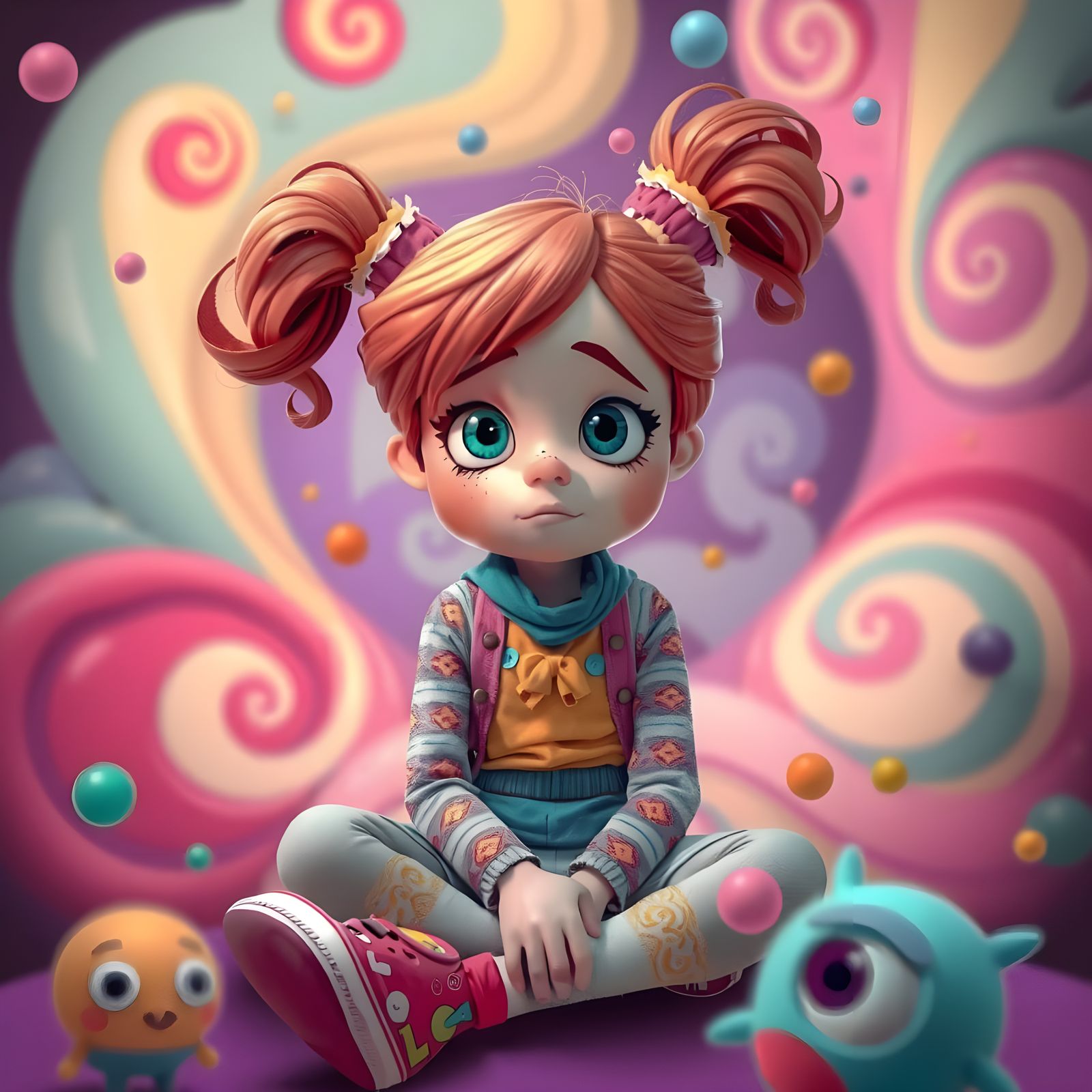 Confused Becky in a Whimsical, Colorful World