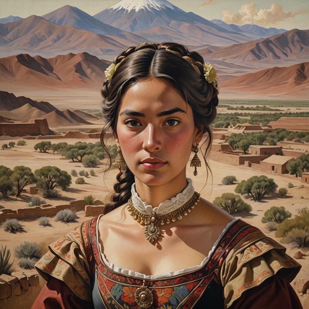 Neoclassical Portrait of Woman in Traditional Dress