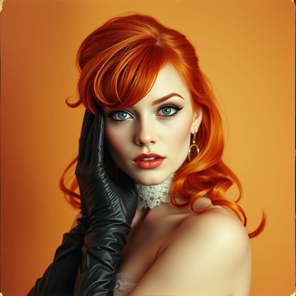 Stunning Androgyn Pin-Up in 1970s-Inspired Hyperrealism