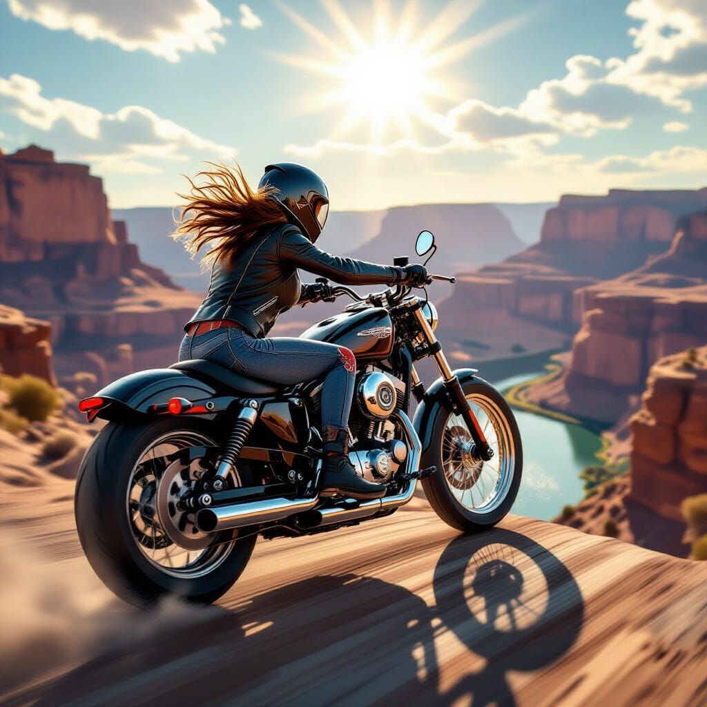 Female Biker's Epic Canyon Leap
