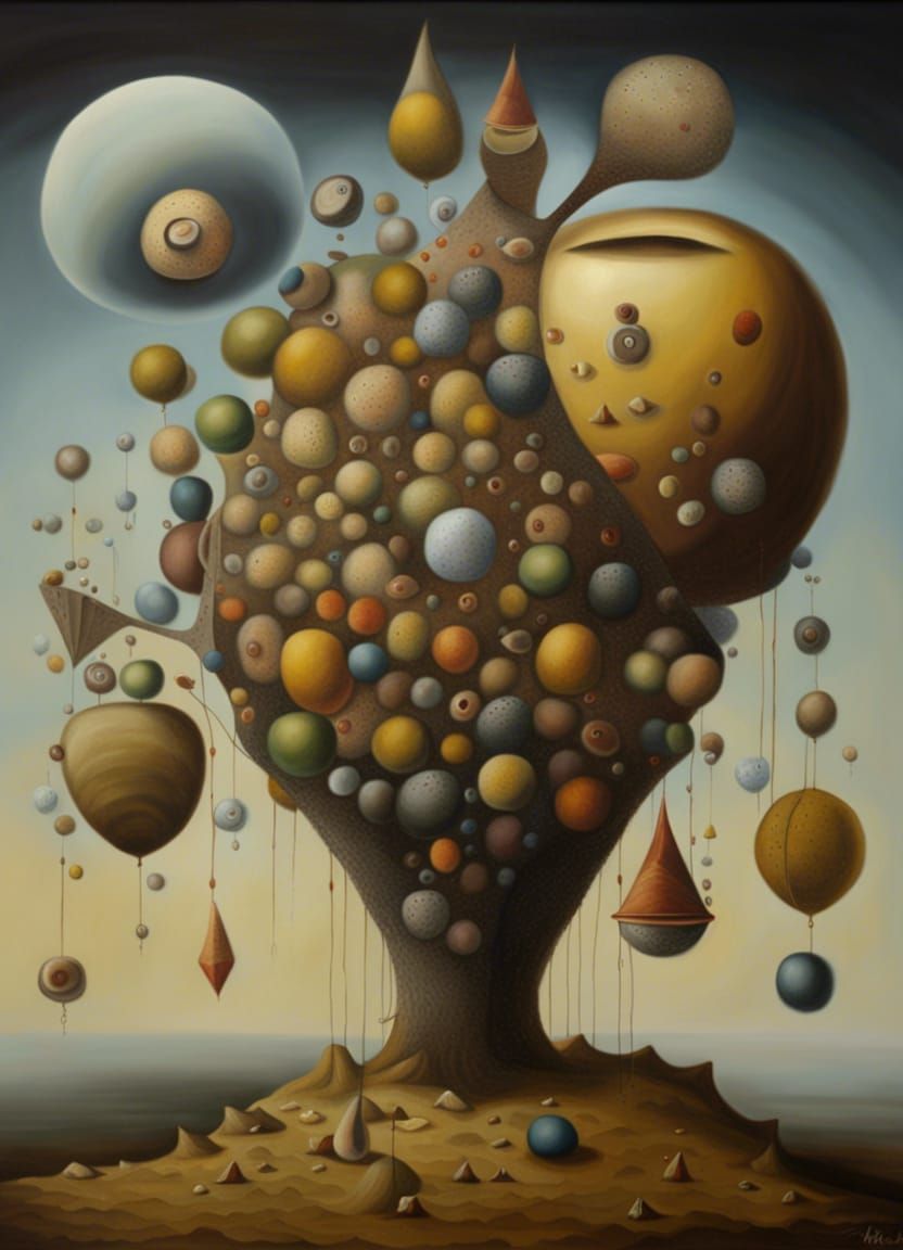 Surreal Stony Landscape in Oil on Canvas