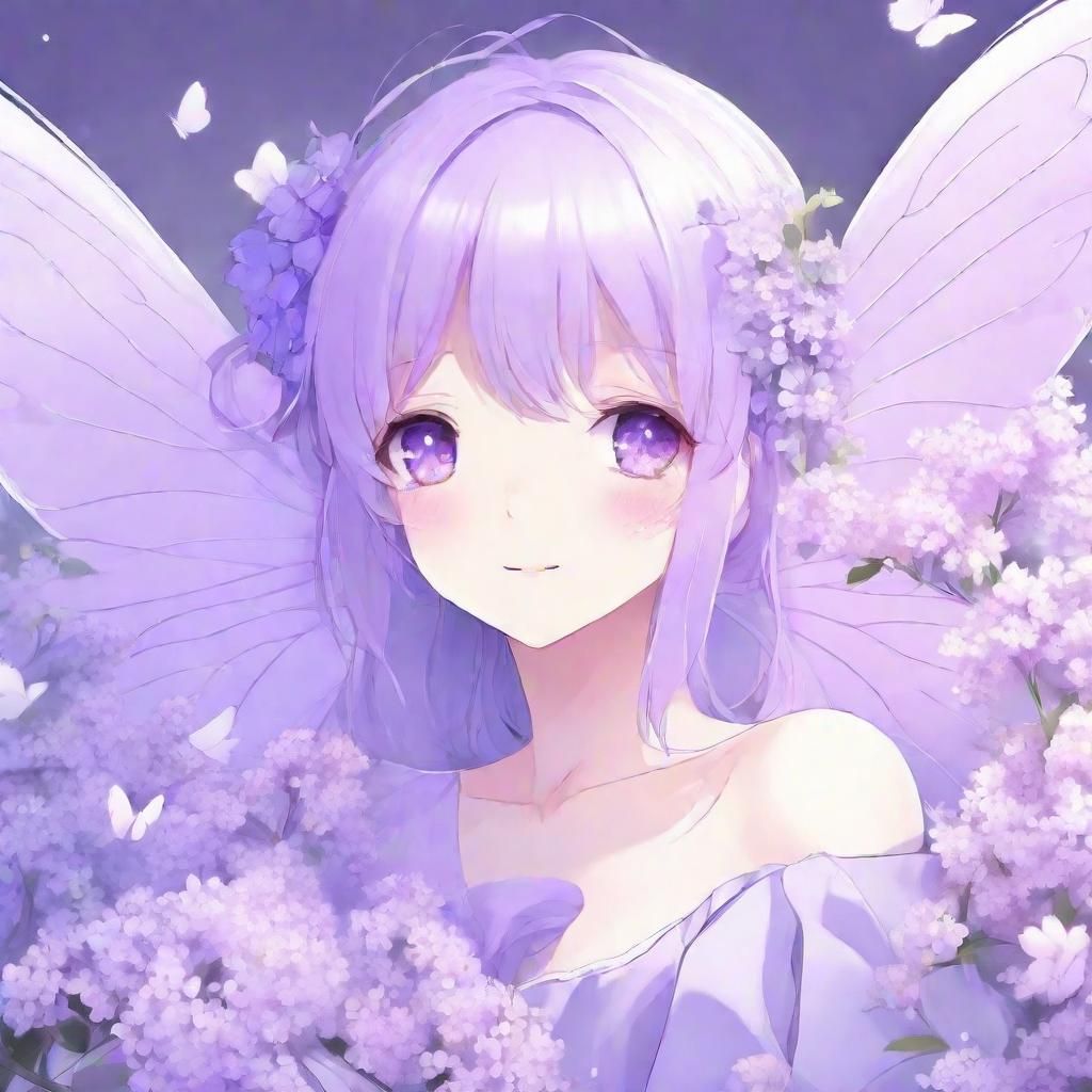 Lilac Butterfly in Anime Key Visual Style