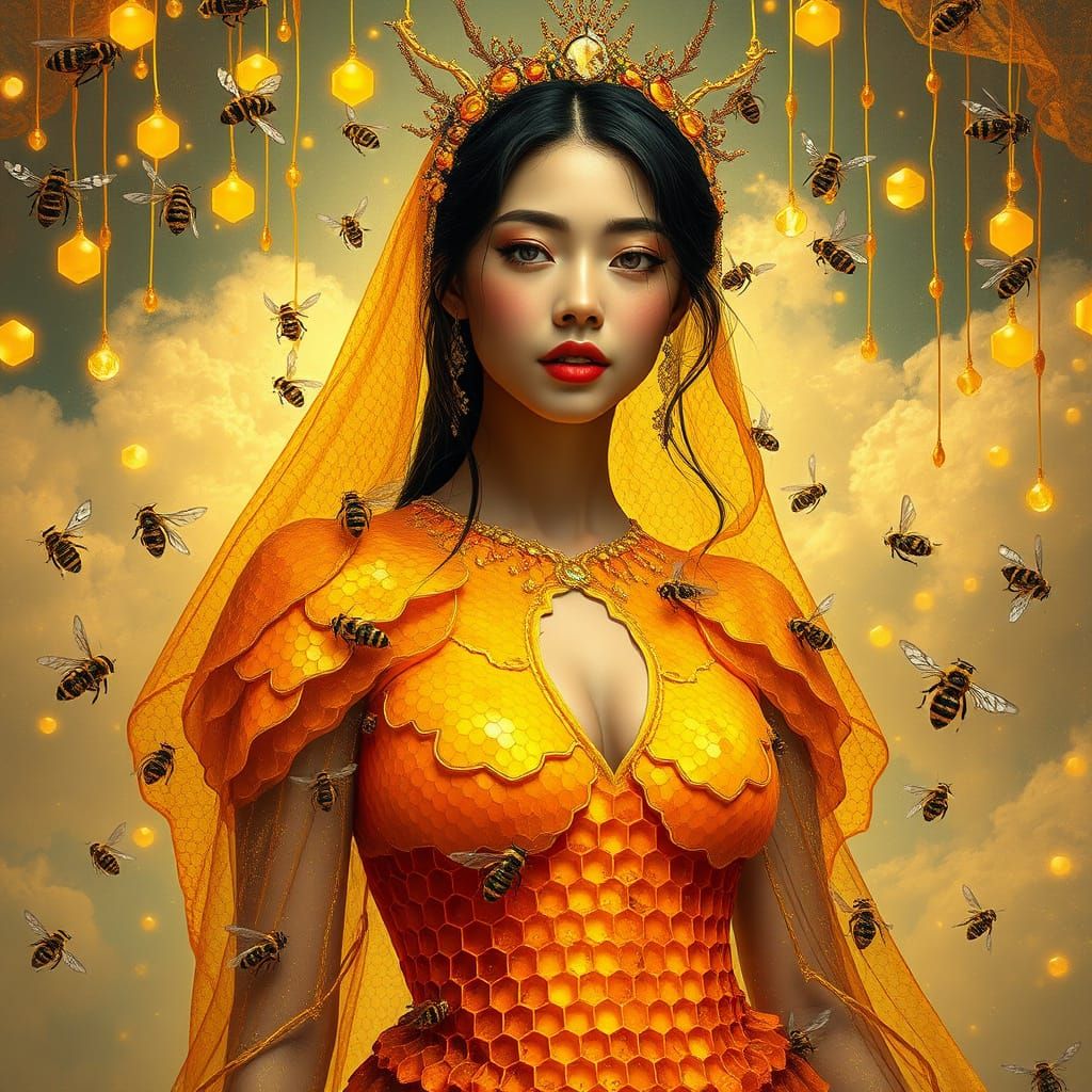 Honey Queen Portrait in Digital Art Style