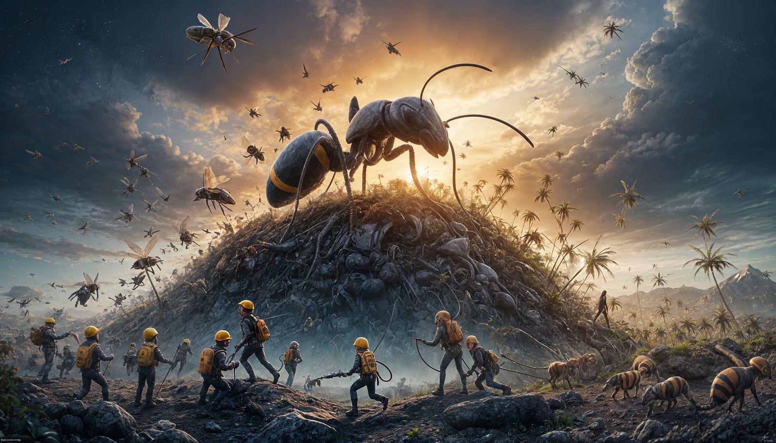 Amazonian Ants Exploiting Colonies in Surreal 3D Art