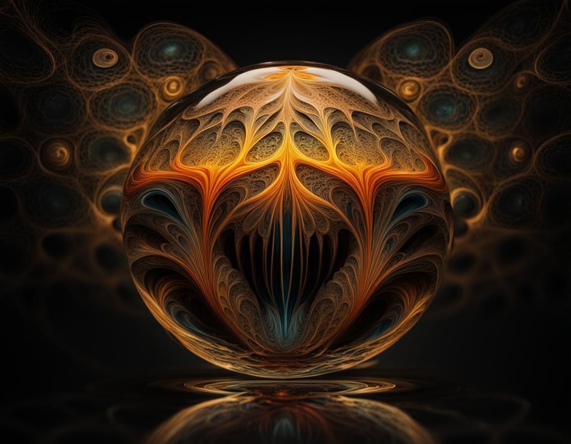 Hypnotic Fractal Pattern in Glass Orb