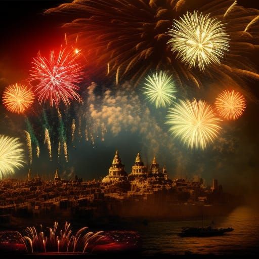 Epic Fireworks Display: Digital Matte Painting