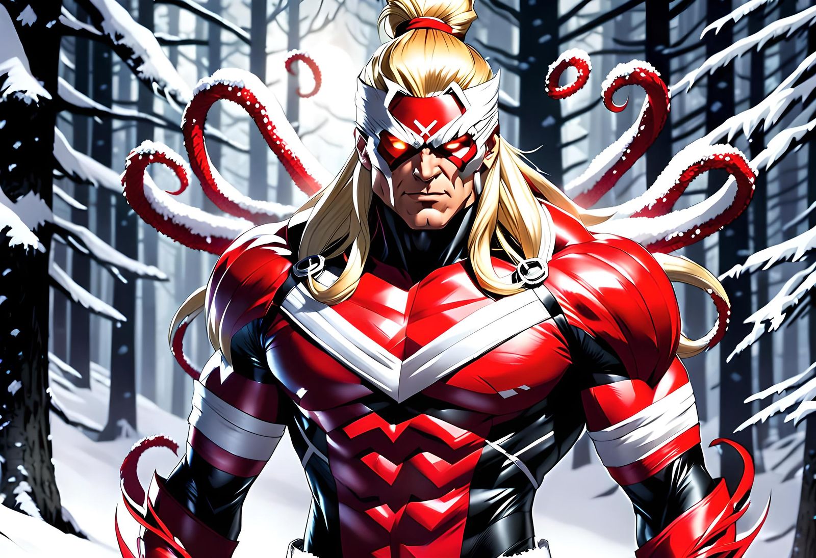Omega Red Portrait in Snow-Covered Forest