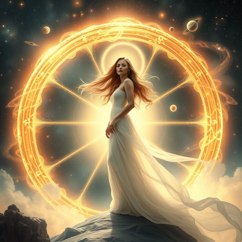 Ethereal Woman in Cosmic Vortex