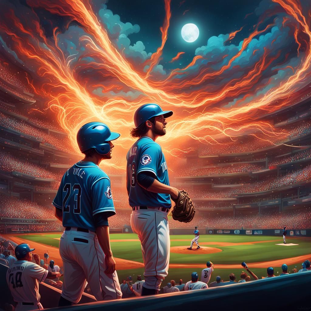 Prismatic Poltergeist Plays Baseball: Detailed Digital Art