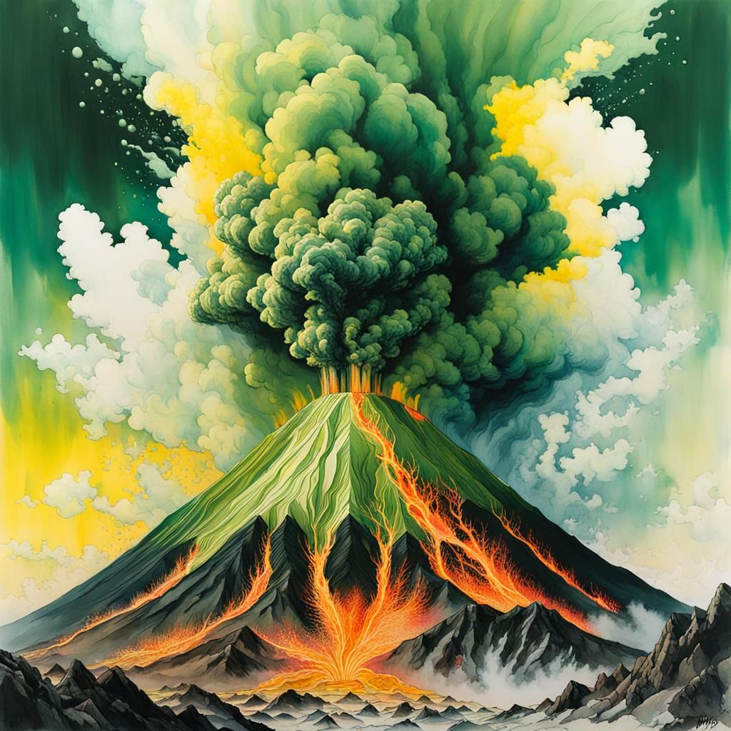 Erupting Volcano Double Exposure Portrait