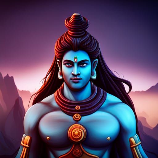 Cartoon Lord Shiva Profile Picture in Detailed Painting
