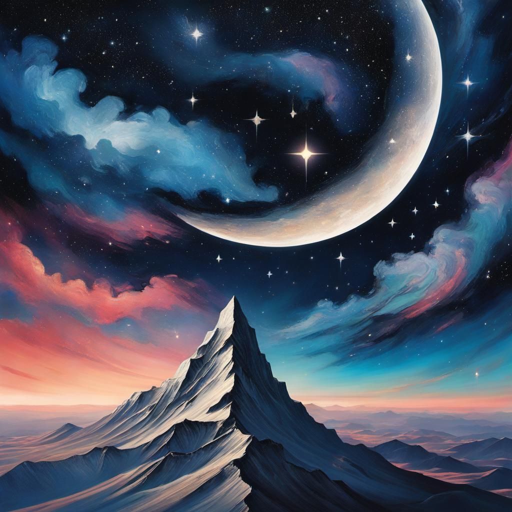 Star Fairy Ascends Celestial Night Sky in Acrylic