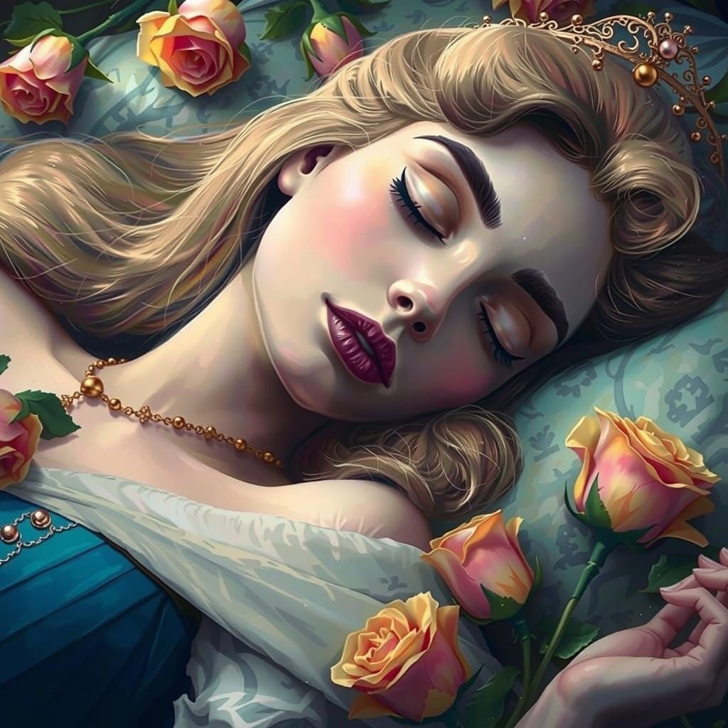 Enchanted Princess Slumbers in Mystical Velvet Paradise