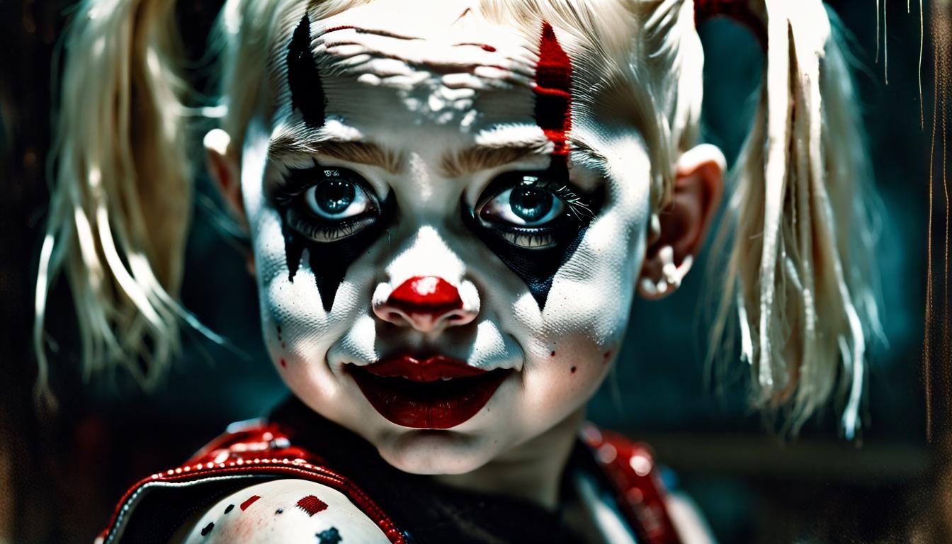 Hyperrealistic Portrait of Baby Harley Quinn
