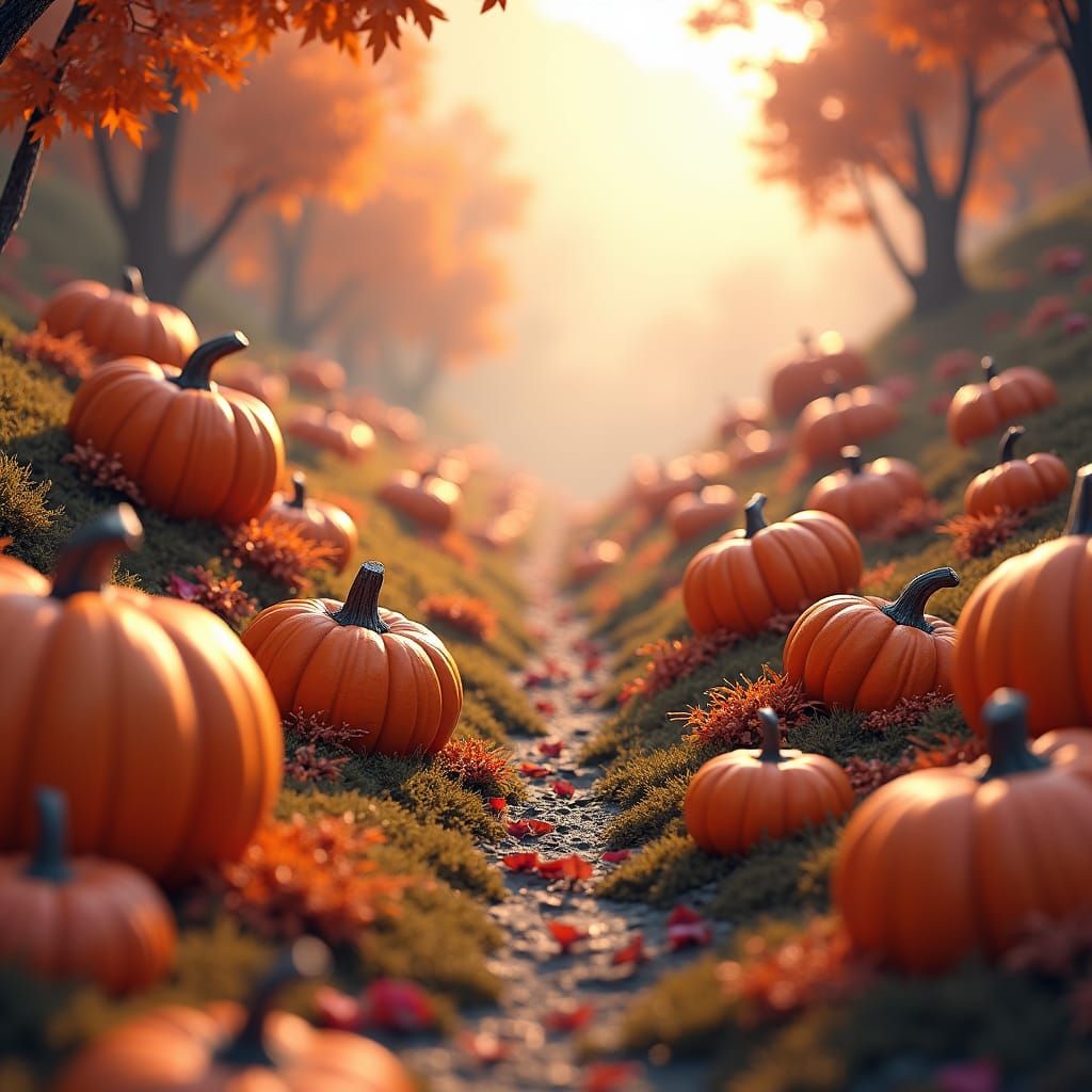Whimsical Fall Pumpkins in Golden Light