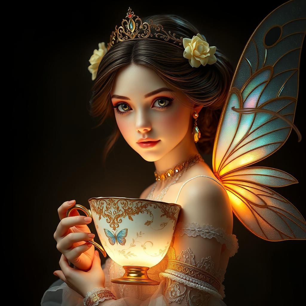 Glowing Fairy Princess Portrait in Art Nouveau Style