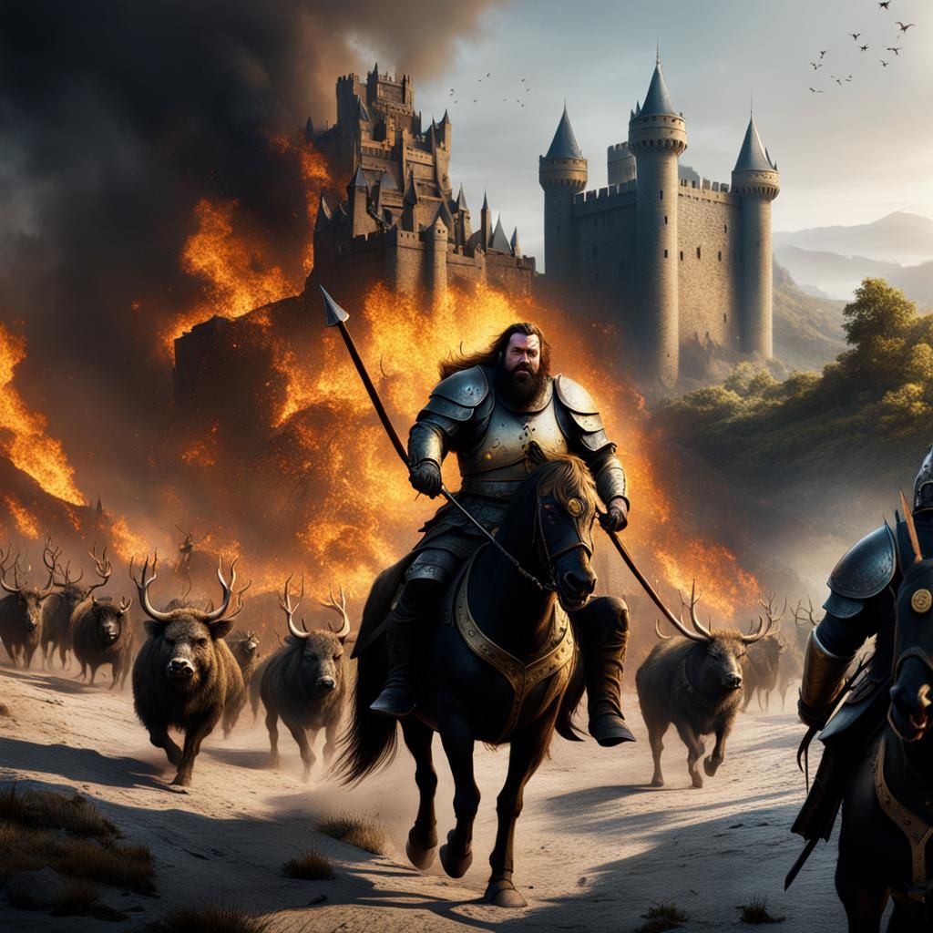 Robert Baratheon Slain by Boar in Fantasy Art
