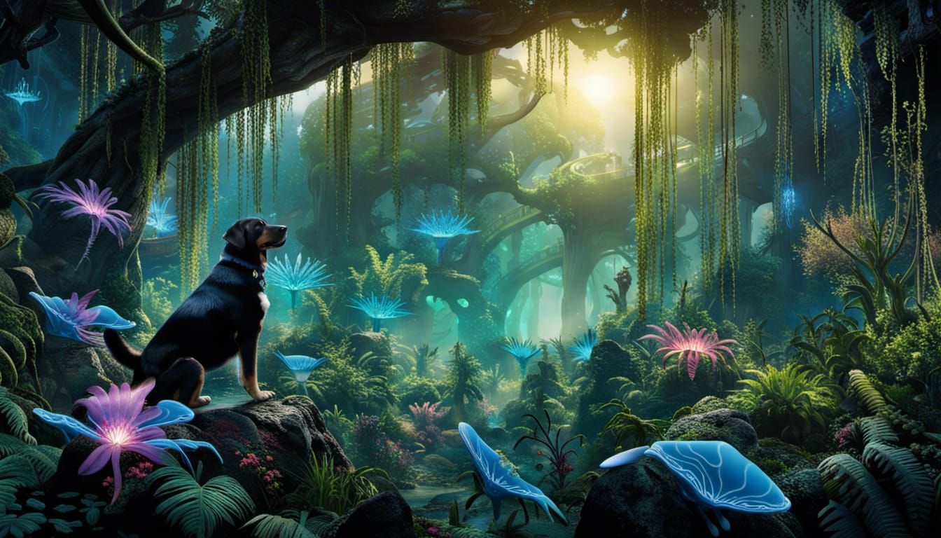 Swiss Mountain Dog on Pandora in Bioluminescent Jungle