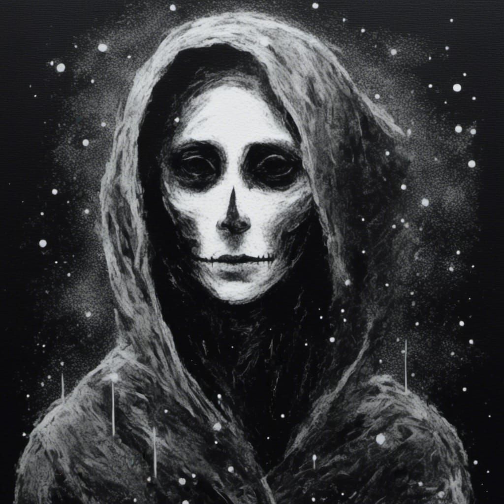 Charcoal Portrait of a Ghost in Black