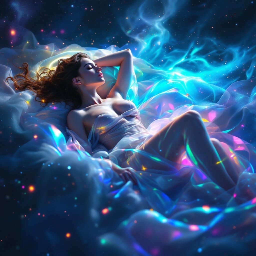 Ethereal Goddess in Cosmic Tub