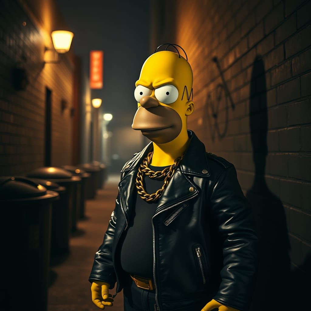 Homer Simpson as a Gritty Gangster in Film Noir