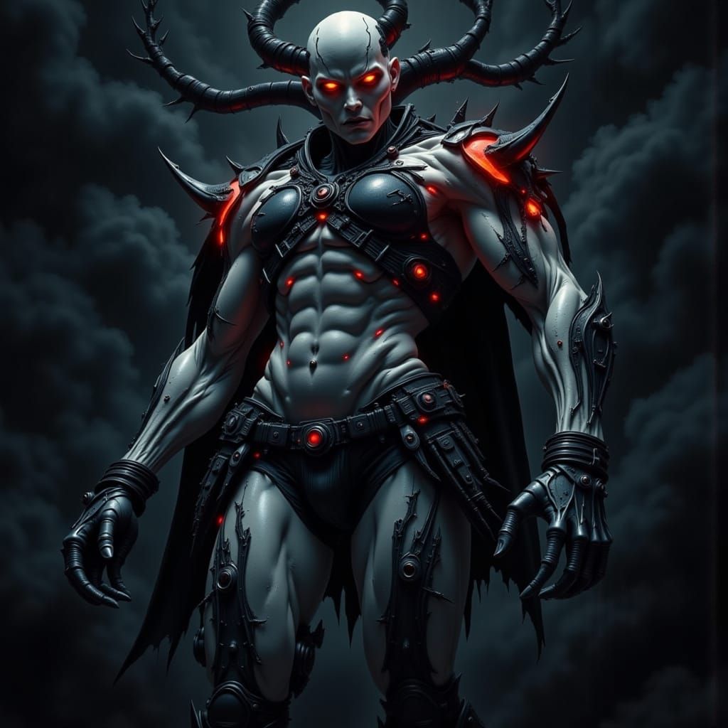 Pinup Warrior with Dark Backdrop