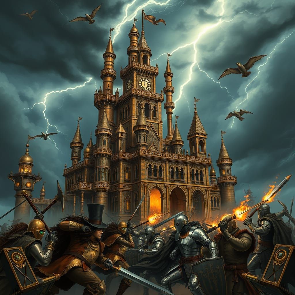 Victorian-Era Steampunk Castle Under Siege