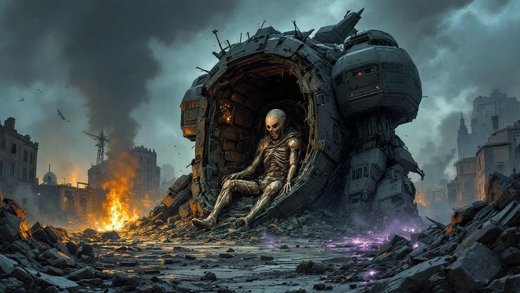 Mummified Pilot in War Machine Wreckage