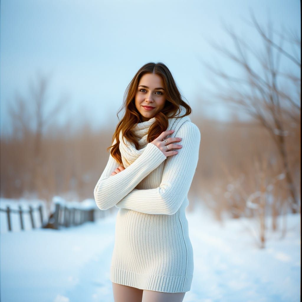Serene Snow Goddess in Golden Light