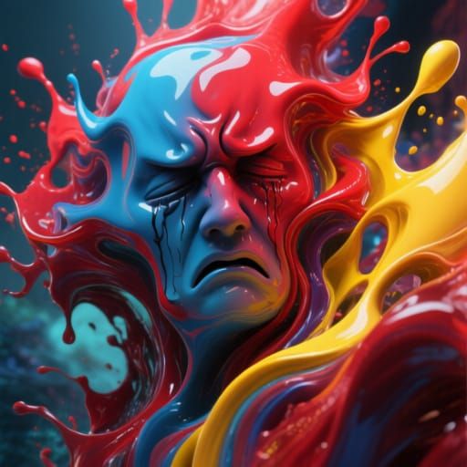 Abstract Emotion Sculpture of Shifting Colorful Liquids