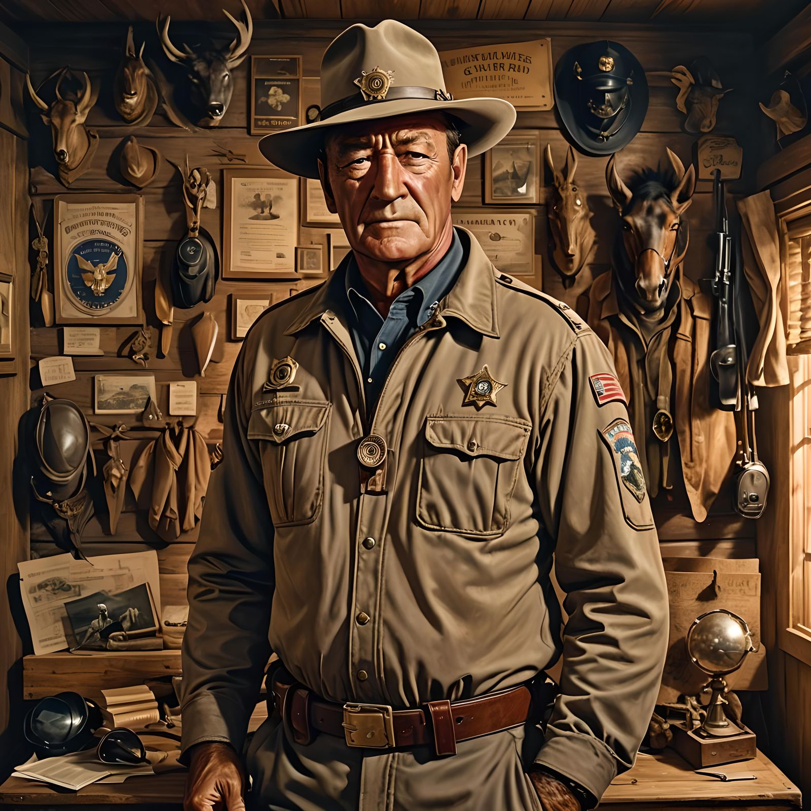 John Wayne as Super Trooper in Oil Painting