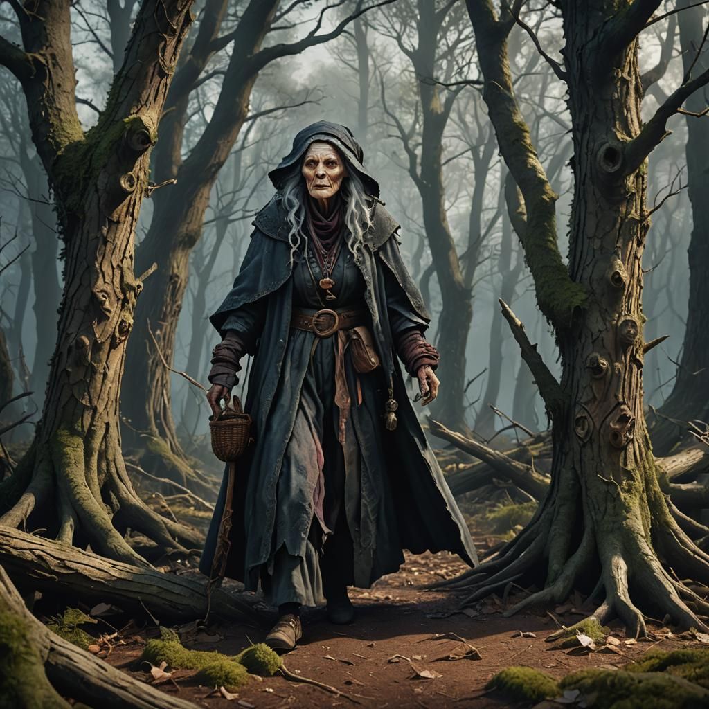 Detailed Matte Painting: Witch in the Woods