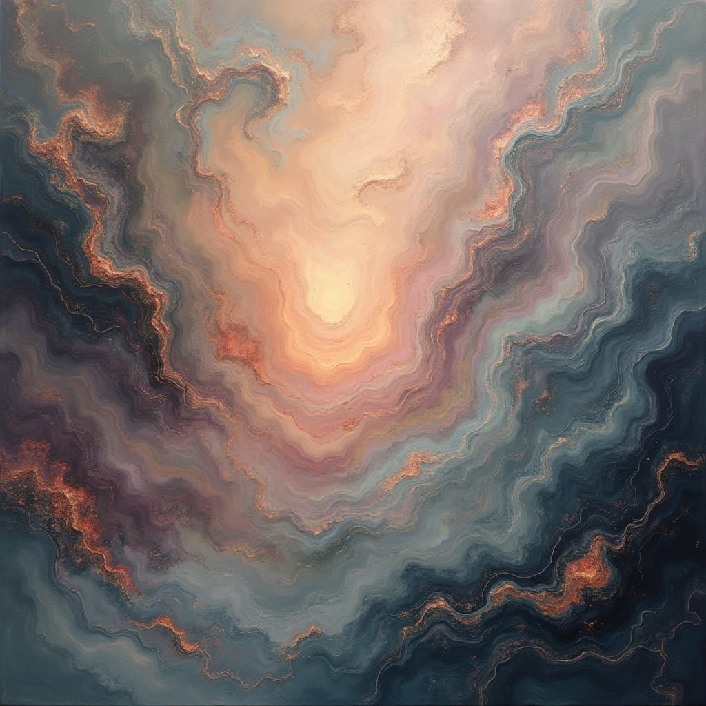 Dreamlike Gray and Rosegold Abstract Art Pattern