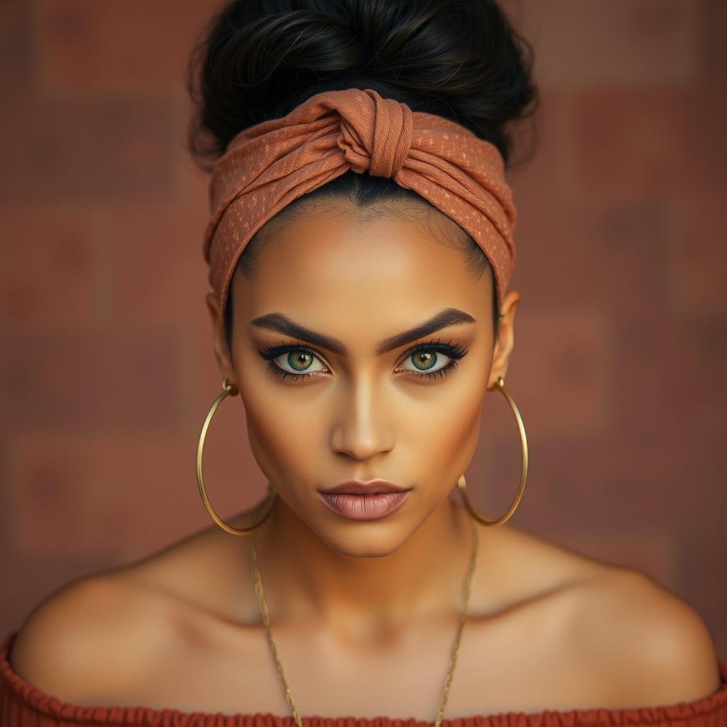 Captivating Portrait of a Woman with Green Eyes