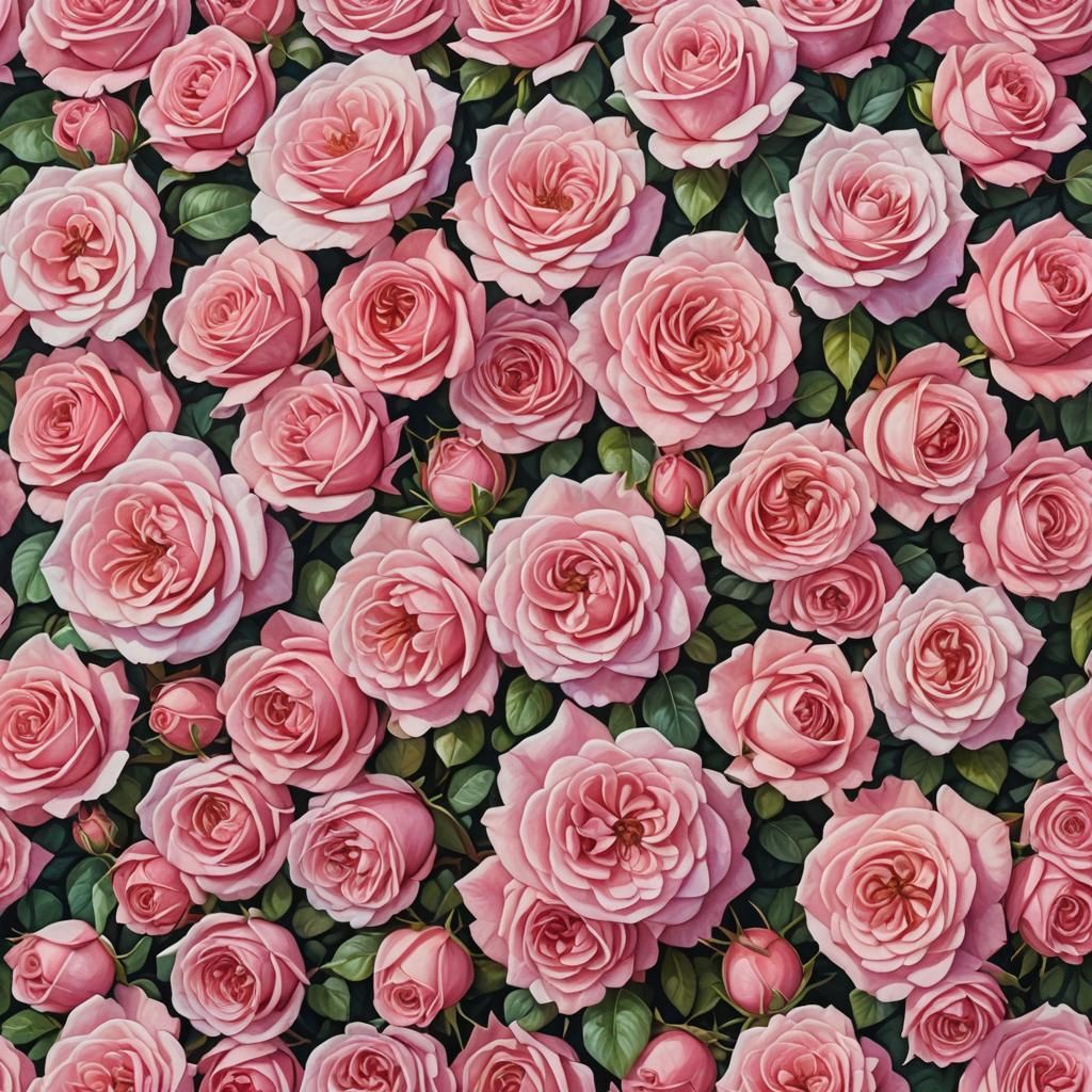 Pink Roses in Impressionist Gouache Style
