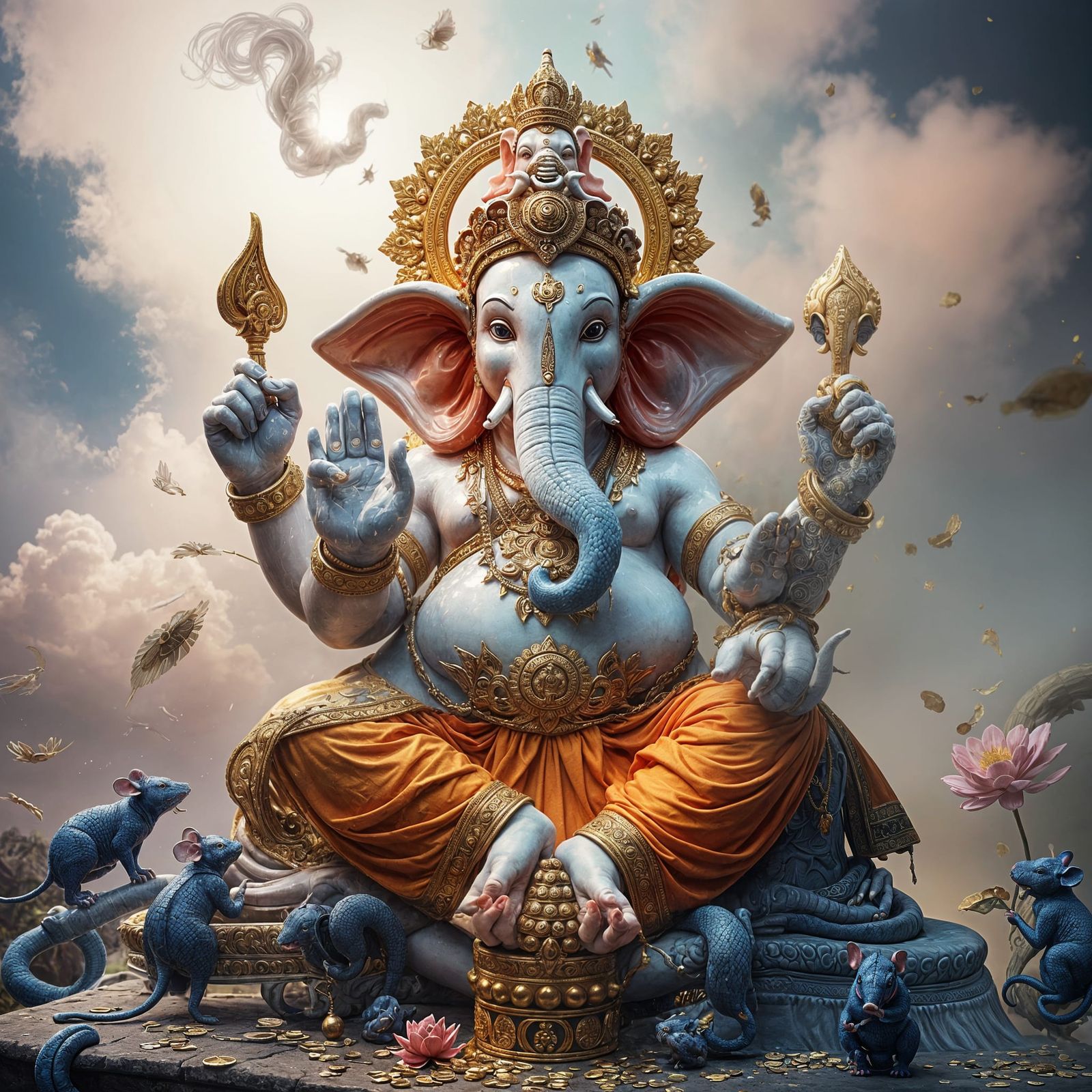 Lord Ganesha Blessing in Hyperdetailed 3D Art