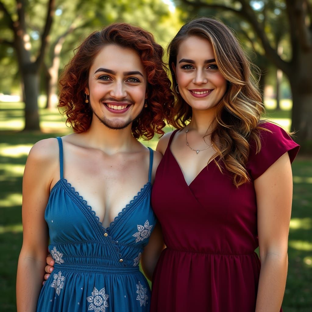 Two Happy Women in a Park