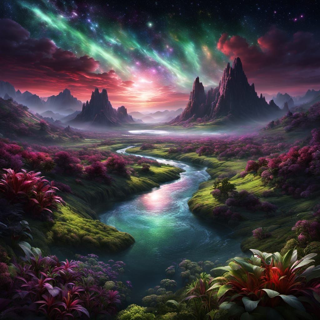 Exotic Valley in Center of Galaxy: Digital Matte Painting