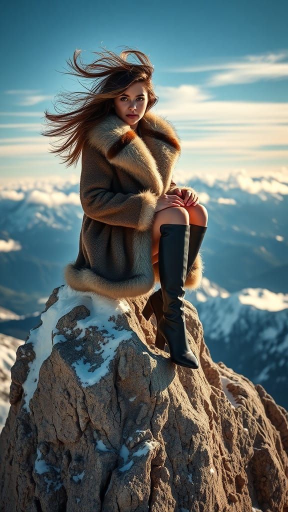 Ethereal Snow Queen on Majestic Andean Peak