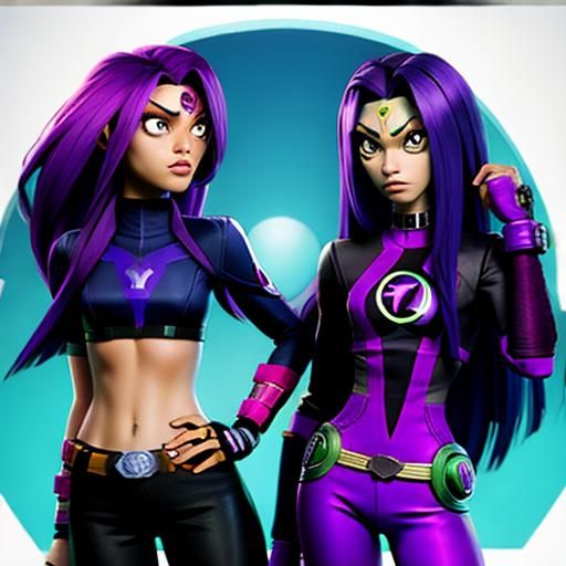 Teen Titans Starfire, Raven, and Jinx