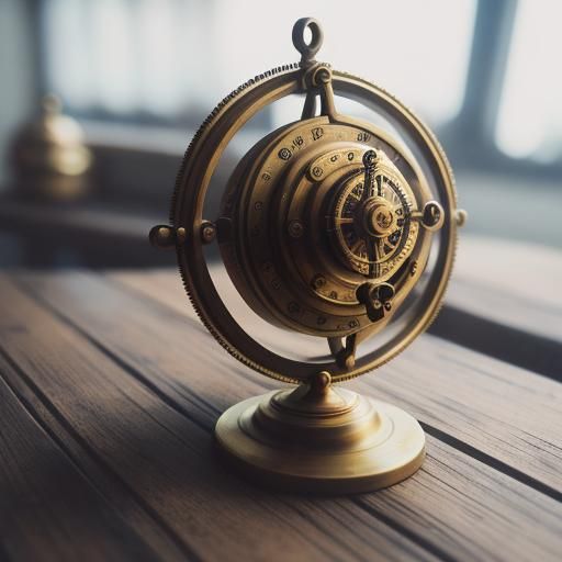 Steampunk Brass Navigation Wheel in Captain's Quarters