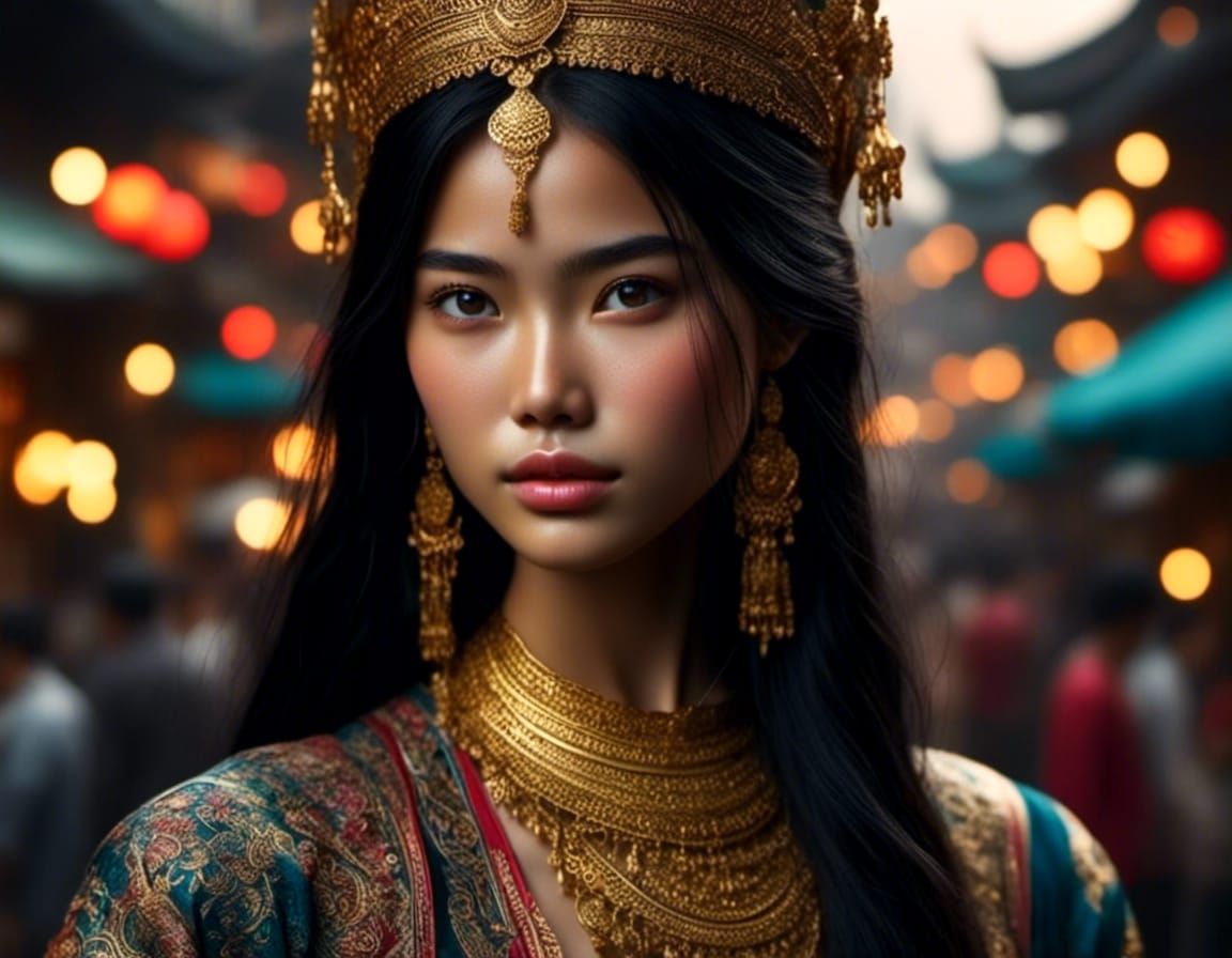Thai Beauty in Traditional Dress: Photorealistic Portrait